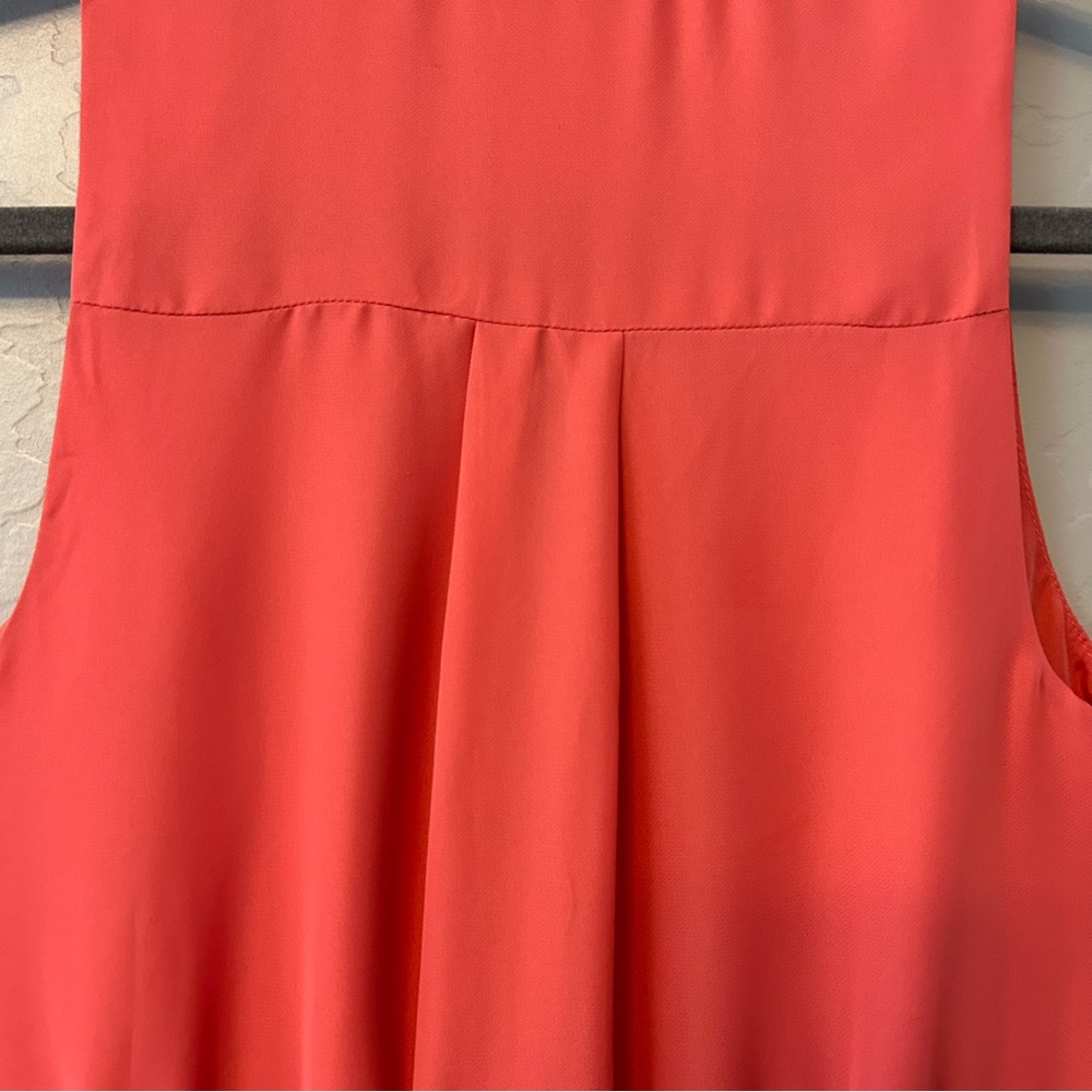 ⭐️LC Lauren Conrad salmon coral color sleeveless dress with lace collar size 0 - Picture 13 of 16